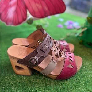 Dansko Multi-Color Leather Cutout Clog Heels